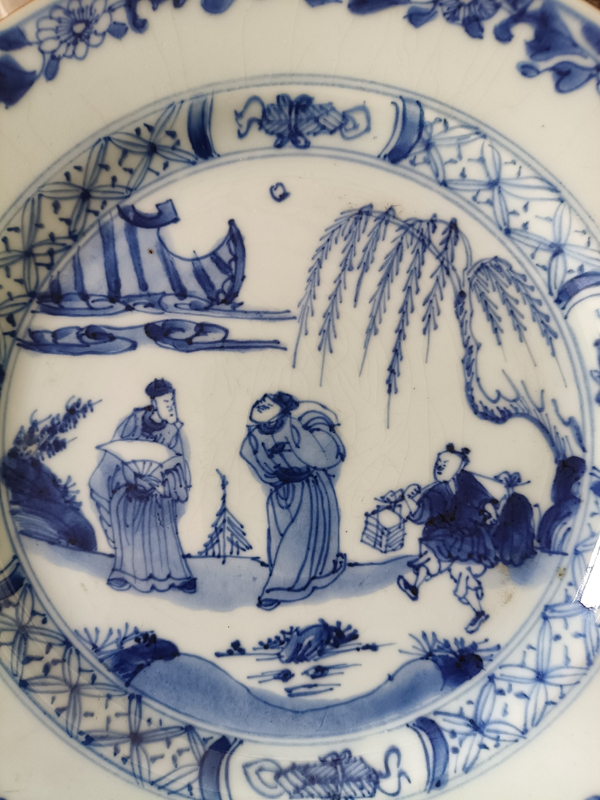 古玩轉(zhuǎn)賣人物紋青花盤拍賣，當前價格528元