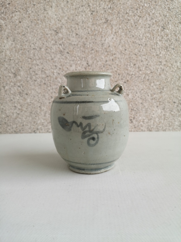 古玩陶瓷清早期吉語紋青花四系壺拍賣,當前價格678元