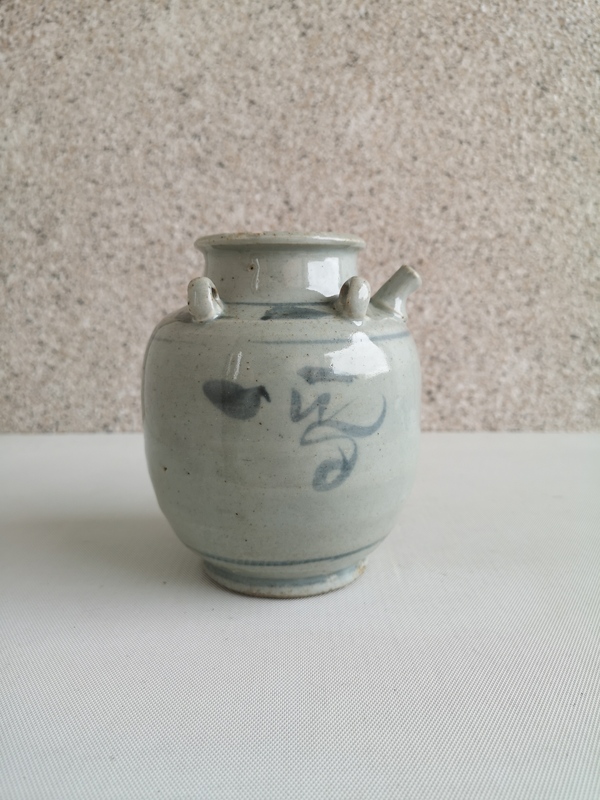 古玩陶瓷清早期吉語紋青花四系壺拍賣,當前價格678元