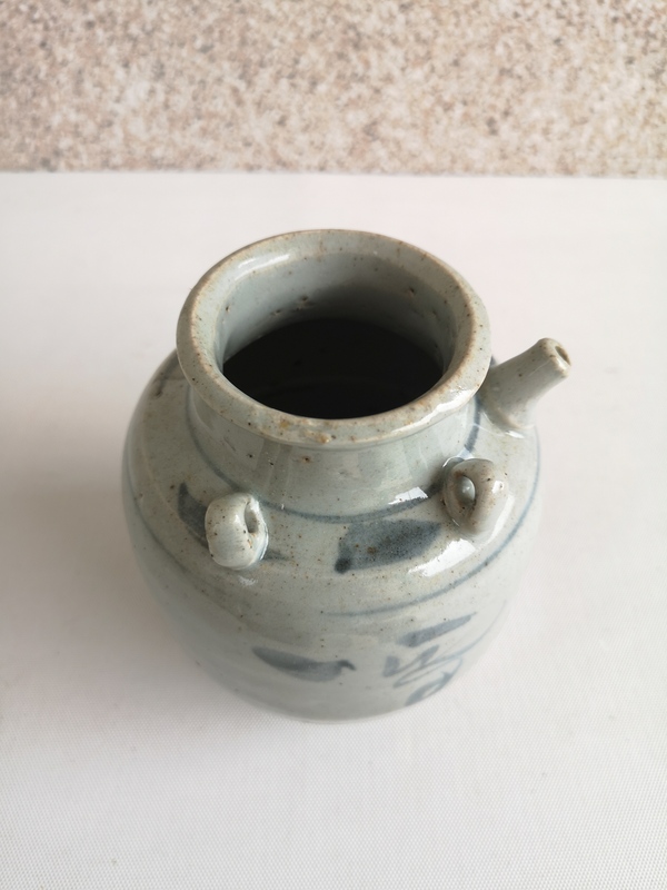古玩陶瓷清早期吉語紋青花四系壺拍賣,當前價格678元