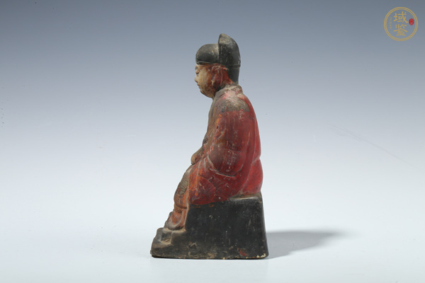 古玩雜項(xiàng)晚清·彩繪文官坐像真品鑒賞圖
