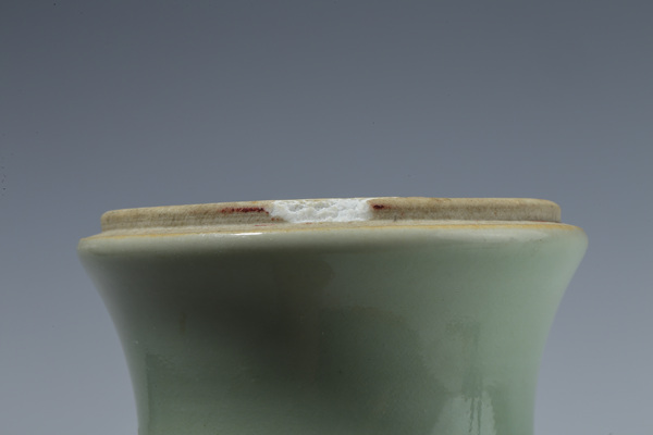 古玩陶瓷晚清·豆青釉暗刻團(tuán)鳳紋洗口瓶拍賣(mài),當(dāng)前價(jià)格7000元