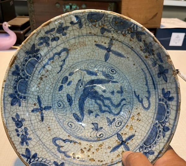 古玩陶瓷明晚清初期青花云鳳紋大碗拍賣,當前價格466元