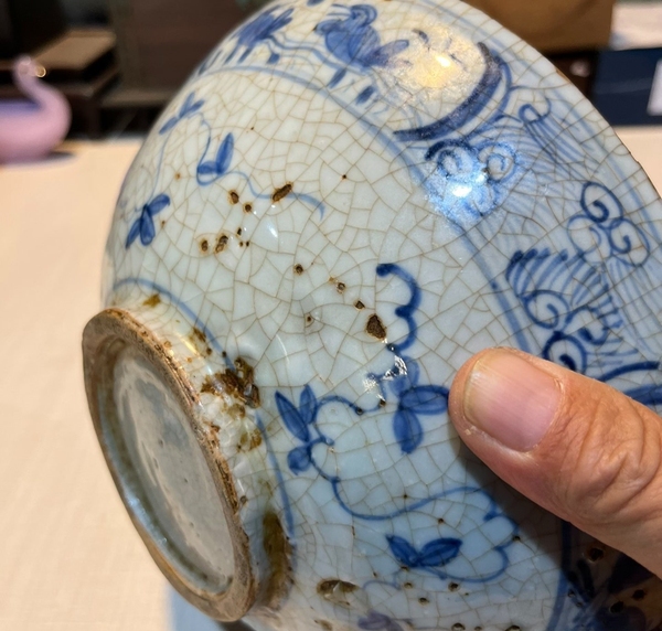 古玩陶瓷明晚清初期青花云鳳紋大碗拍賣,當前價格466元