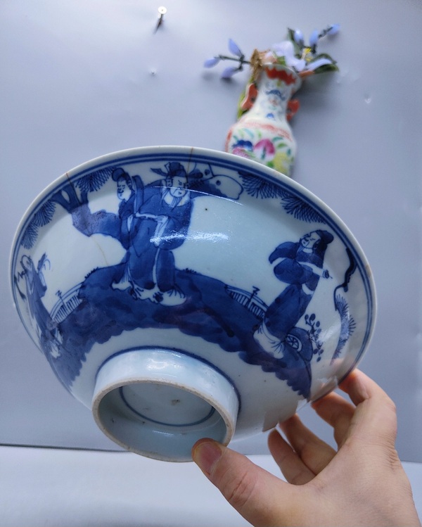 古玩陶瓷青花瓷福祿壽三星碗拍賣,當前價格290元
