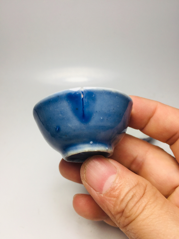 古玩陶瓷霽藍(lán)釉小杯一對拍賣,當(dāng)前價(jià)格299元