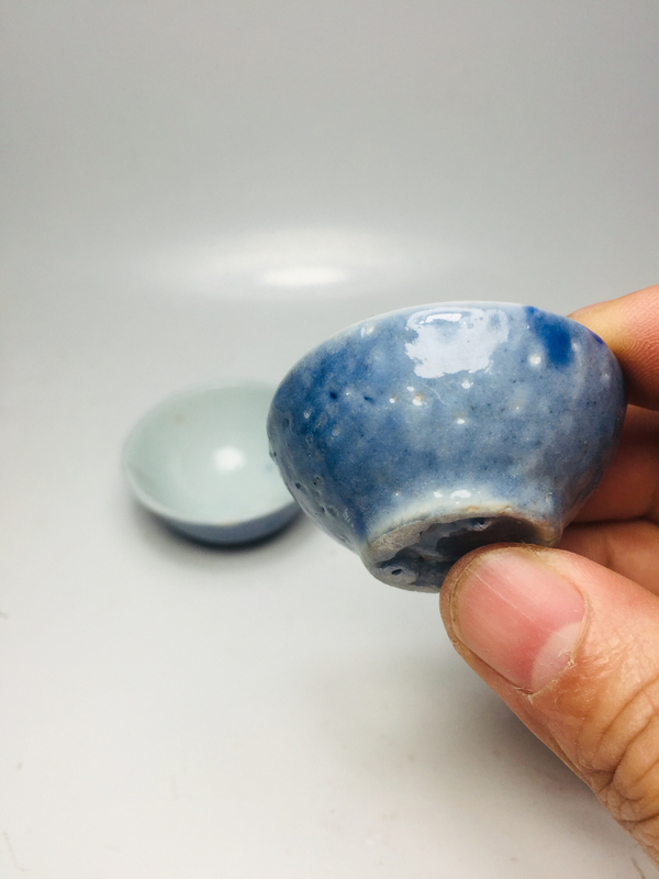 古玩陶瓷霽藍(lán)釉小杯一對拍賣,當(dāng)前價(jià)格299元
