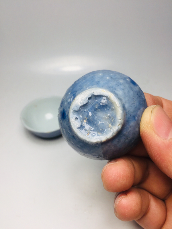 古玩陶瓷霽藍(lán)釉小杯一對拍賣,當(dāng)前價(jià)格299元
