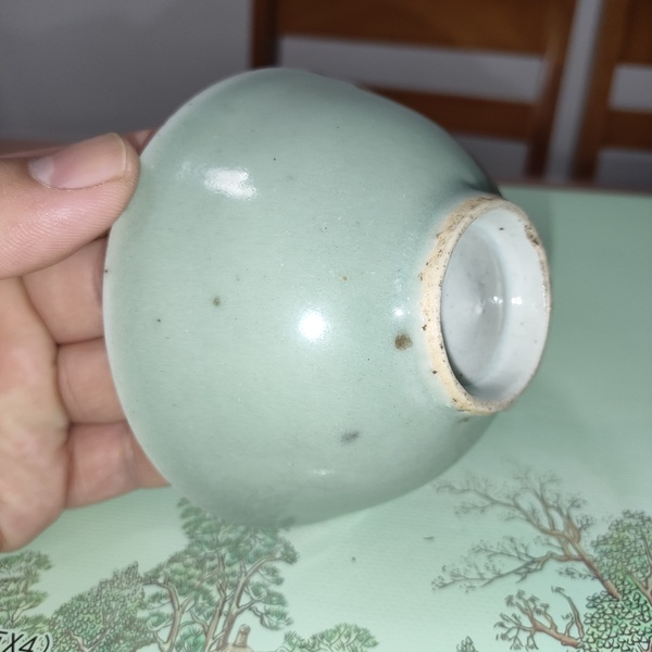 古玩陶瓷清中期,豆青釉茶園拍賣,當前價格160元