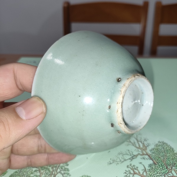 古玩陶瓷清中期,豆青釉茶園拍賣,當前價格160元