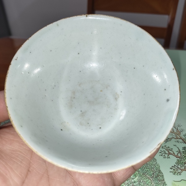 古玩陶瓷清中期,豆青釉茶園拍賣,當前價格160元
