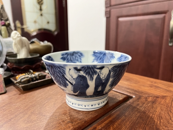 古玩陶瓷清代竹林七賢青花杯拍賣,當前價格399元