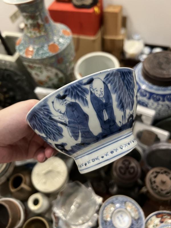 古玩陶瓷清代竹林七賢青花杯拍賣,當前價格399元