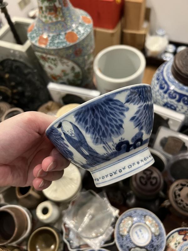 古玩陶瓷清代竹林七賢青花杯拍賣,當前價格399元