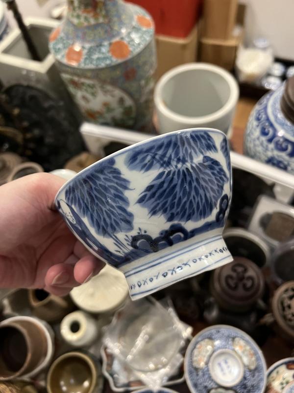 古玩陶瓷清代竹林七賢青花杯拍賣,當前價格399元