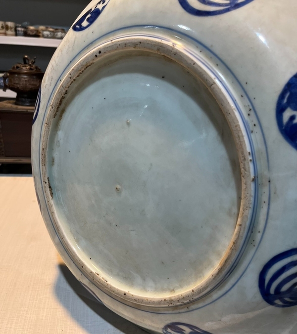 古玩陶瓷清晚期回流青花山水人物紋盤拍賣,當前價格1999元