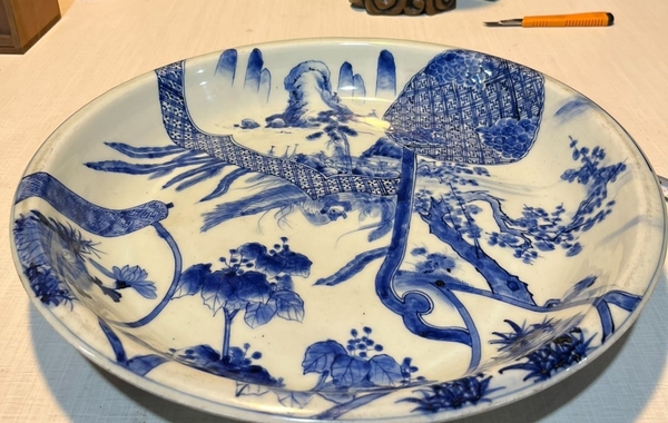 古玩陶瓷清晚期回流青花山水人物紋盤拍賣,當前價格1999元