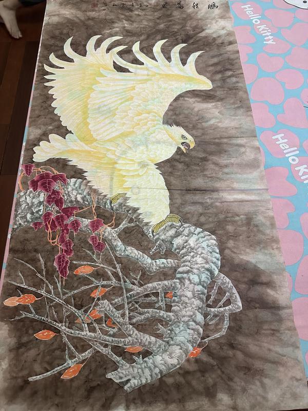 古玩轉賣楊雪紅《工筆雄鷹》支持實物鑒定 帶證書拍賣,當前價格1488元