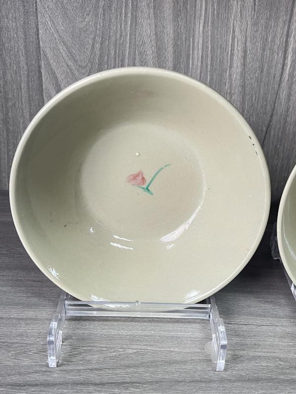 古玩陶瓷晚清民國 粉彩大吉大利碗一對拍賣,當前價格180元