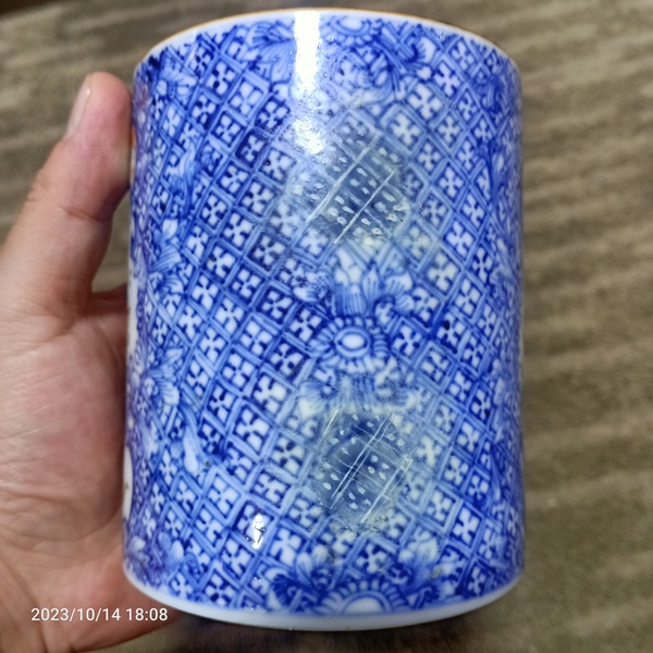 古玩陶瓷青花花卉開窗廣彩人物馬克杯拍賣,當前價格399元