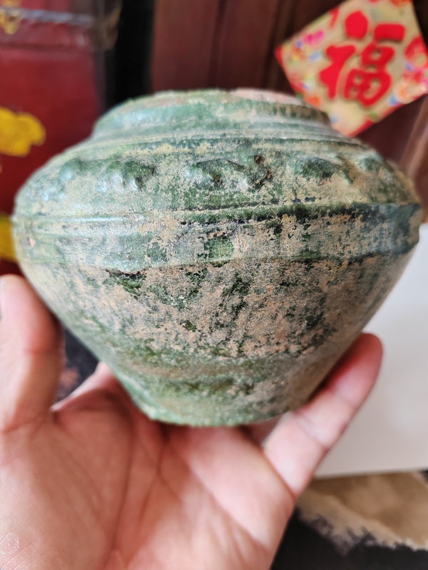 古玩陶瓷漢代綠釉罐拍賣,當前價格1796元
