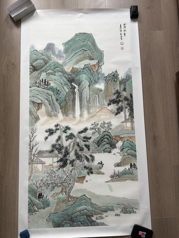 古玩字畫董海軍老師精品《曲澗流翠》拍賣，當(dāng)前價(jià)格980元