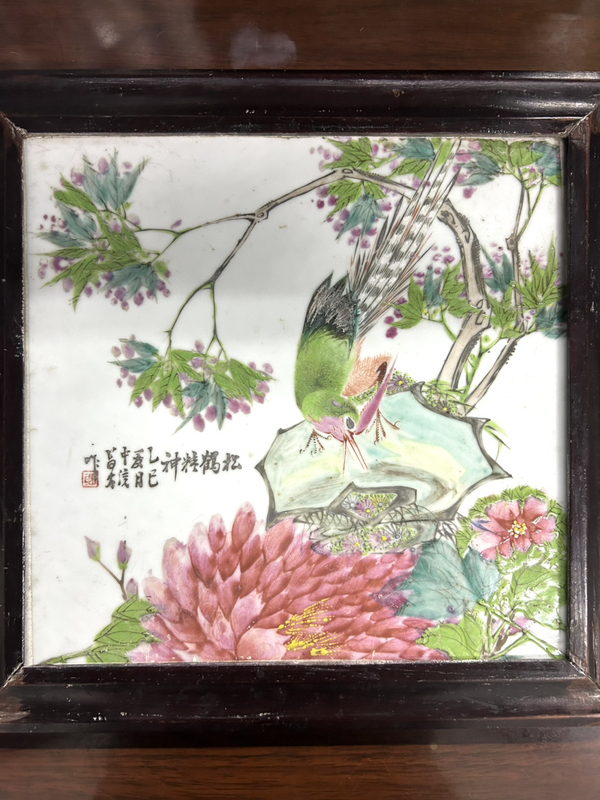 晚清粉彩花鳥瓷板畫（晚清名家昌太作品）拍賣，當前價格3280元