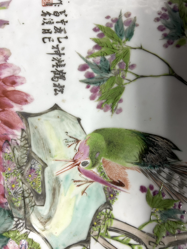 古玩陶瓷晚清粉彩花鳥瓷板畫（晚清名家昌太作品）拍賣，當前價格3200元