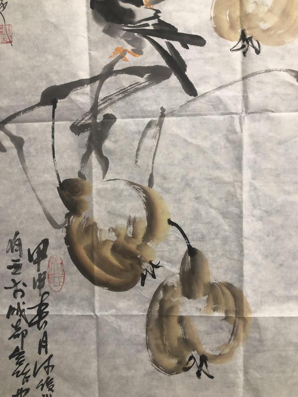 古玩字畫已故名家周仁輝精品花鳥拍賣，當(dāng)前價(jià)格399元