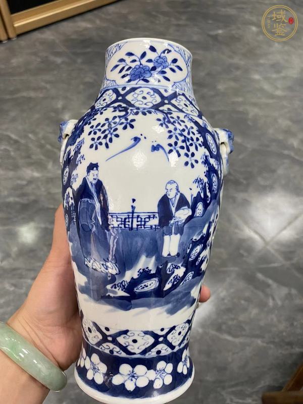 古玩陶瓷光緒·青花開窗攜琴訪友紋蓋瓶真品鑒賞圖