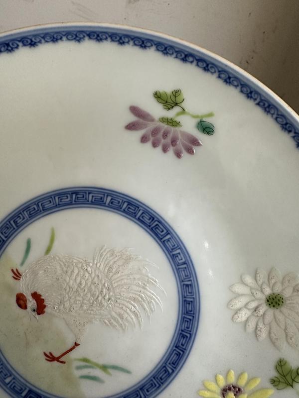 古玩陶瓷青花粉彩官上加官紋盤拍賣,當前價格28888元