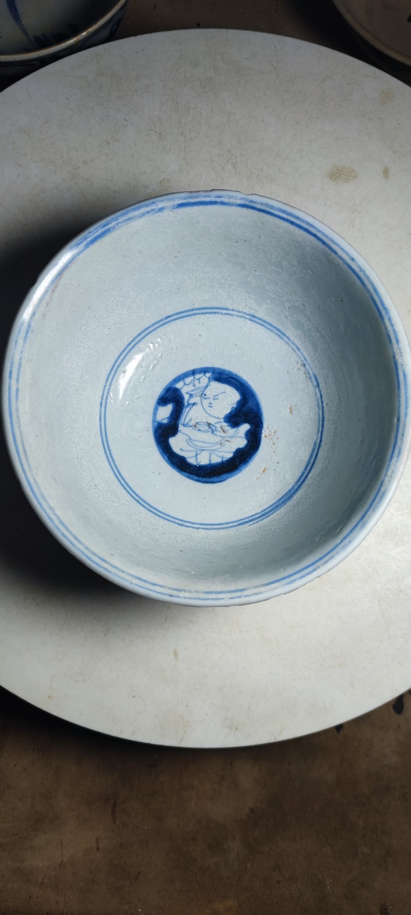 古玩陶瓷團嬰紋青花碗拍賣,當前價格1800元