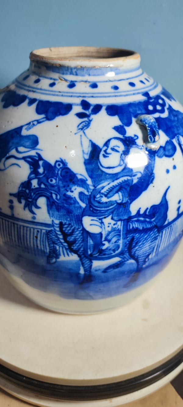 古玩陶瓷麒麟送子青花壺拍賣,當前價格2600元