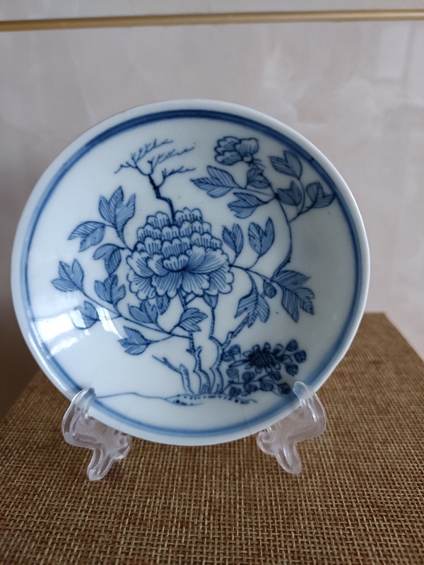 古玩陶瓷清中期嘉慶本朝款青花賞盤拍賣,當前價格980元