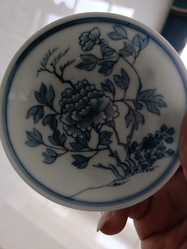 古玩陶瓷清中期嘉慶本朝款青花賞盤拍賣,當前價格980元
