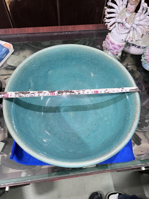 古玩陶瓷【超大器型·孔雀藍】哥釉撇口大碗拍賣,當前價格11500元