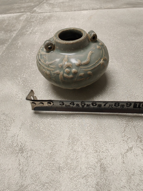 古玩陶瓷宋元龍泉青釉雙系罐拍賣,當前價格9800元