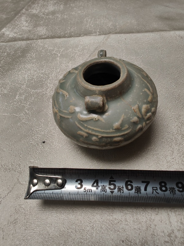 古玩陶瓷宋元龍泉青釉雙系罐拍賣,當前價格9800元