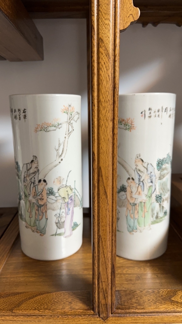 古玩陶瓷楊紫卿款右軍愛鵝彩繪帽筒拍賣,當前價格9850元