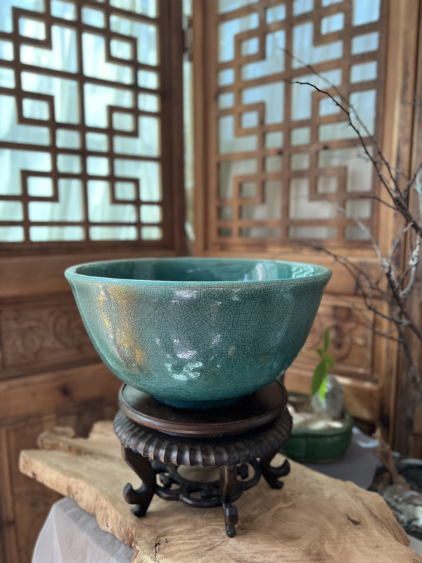 古玩陶瓷【超大器型·孔雀藍】哥釉撇口大碗拍賣,當前價格11500元