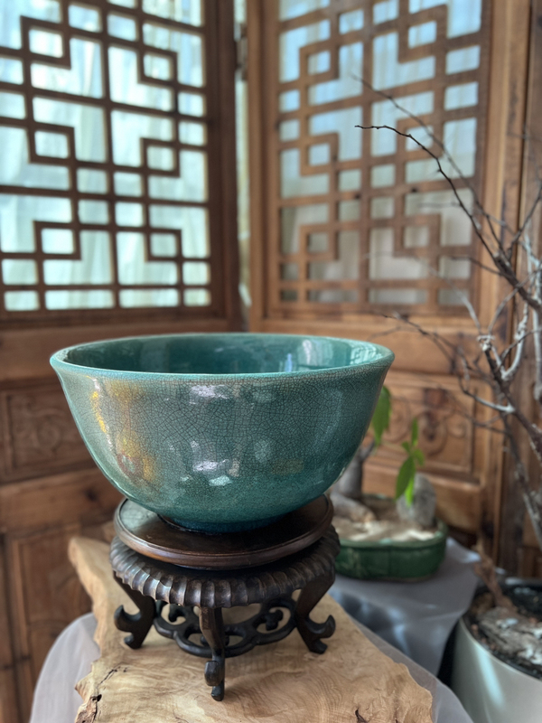 古玩陶瓷【超大器型·孔雀藍】哥釉撇口大碗拍賣,當前價格11500元
