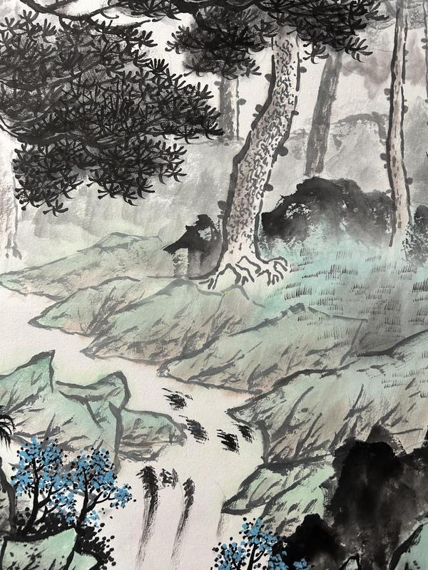 古玩字畫諸明老師精品寫生《山水》拍賣,當前價格850元