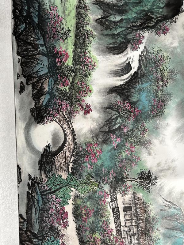 古玩字畫諸明老師寫生精品《山水》拍賣,當前價格850元