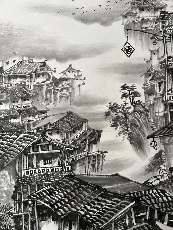 古玩字畫(huà)諸明老師精品寫(xiě)生《古寨風(fēng)情》拍賣(mài),當(dāng)前價(jià)格850元