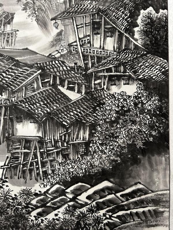 古玩字畫(huà)諸明老師精品寫(xiě)生《古寨風(fēng)情》拍賣(mài),當(dāng)前價(jià)格850元