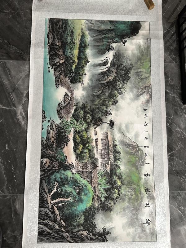 古玩字畫諸明老師精品寫生《鄉村勝景》拍賣,當前價格850元