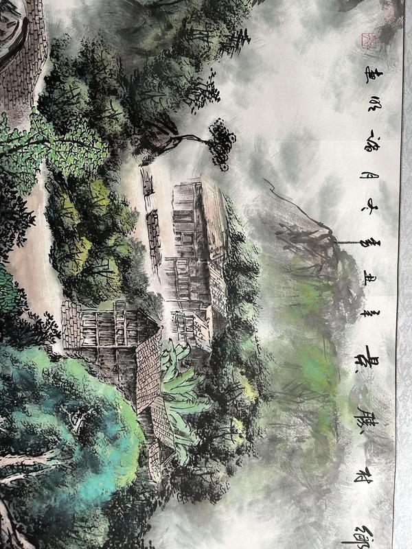古玩字畫諸明老師精品寫生《鄉村勝景》拍賣,當前價格850元