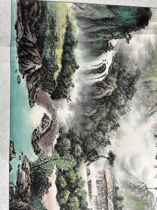 古玩字畫諸明老師精品寫生《鄉村勝景》拍賣,當前價格850元