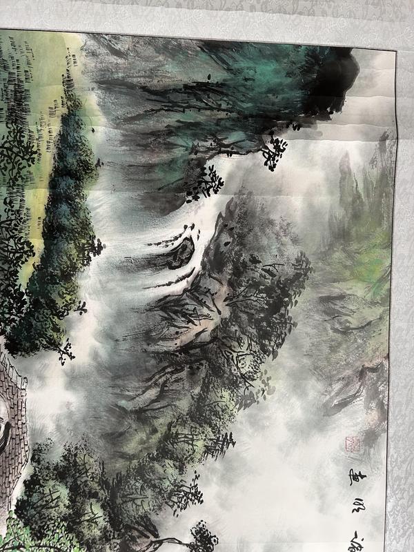 古玩字畫諸明老師精品寫生《鄉村勝景》拍賣,當前價格850元