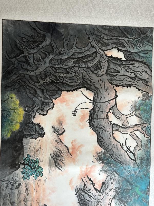 古玩字畫諸明老師精品寫生《山水》拍賣,當(dāng)前價格850元